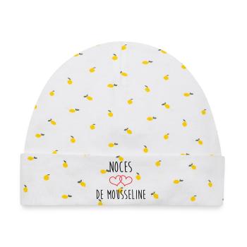 36. Hochzeitstag (Musselin-Hochzeitstag) - Baby Premium Organic Mütze - Weiß/Zitronengelb - Vorne