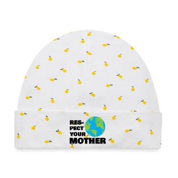 Respect Your Mother Earth Globe Eco Awareness Art - Baby Premium Organic Mütze - Weiß/Zitronengelb - Vorne