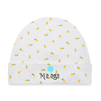 Malaga Biznaga - Baby Premium Organic Mütze - Weiß/Zitronengelb - Vorne