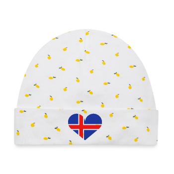 Isländische herzförmige Flagge - Baby Premium Organic Mütze - Weiß/Zitronengelb - Vorne