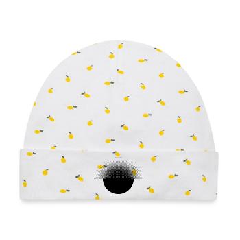 Bitmap-Design von geometrischem und pixeligem Sunburst - Baby Premium Organic Mütze - Weiß/Zitronengelb - Vorne