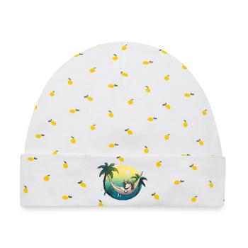 Einhorn in Tropen-Hängematte - Baby Premium Organic Mütze - Weiß/Zitronengelb - Vorne