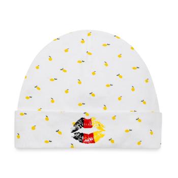  Kussmund Lippenstift Deutschland Farben Fanshirt - Baby Premium Organic Mütze - Weiß/Zitronengelb - Vorne