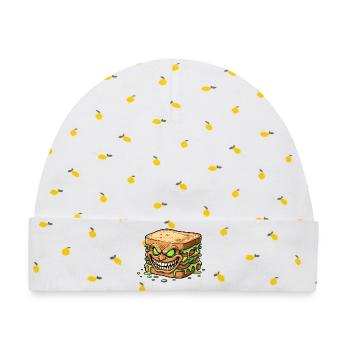 Grusel-Sandwich Monster - Baby Premium Organic Mütze - Weiß/Zitronengelb - Vorne