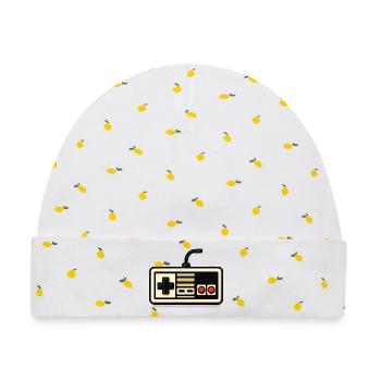 Retro-NES-Controller-Design - Baby Premium Organic Mütze - Weiß/Zitronengelb - Vorne