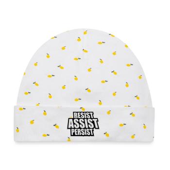 Resist Assist Persist Aktivismus Motivation Logo - Baby Premium Organic Mütze - Weiß/Zitronengelb - Vorne