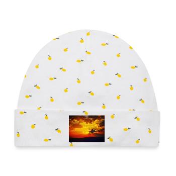 Sonnenuntergangsfeuerstrahlen - Baby Premium Organic Mütze - Weiß/Zitronengelb - Vorne