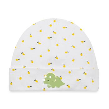 Smaragd-Triceratops-Zauber - Baby Premium Organic Mütze - Weiß/Zitronengelb - Vorne