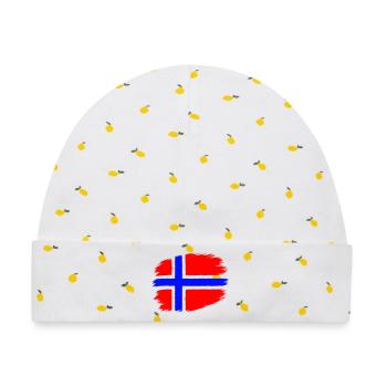 Flagge Norwegen - Baby Premium Organic Mütze - Weiß/Zitronengelb - Vorne