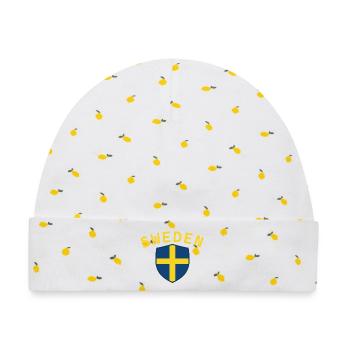 Schweden, Schweden, Schweden, Schweden - Baby Premium Organic Mütze - Weiß/Zitronengelb - Vorne