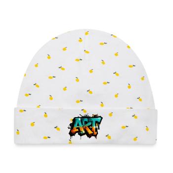 Graffiti ART Farbexplosion - Baby Premium Organic Mütze - Weiß/Zitronengelb - Vorne