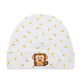 Affe - Baby Premium Organic Mütze - Weiß/Zitronengelb - Vorne