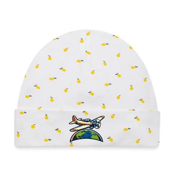 Weltflugzeug Symbolik - Baby Premium Organic Mütze - Weiß/Zitronengelb - Vorne