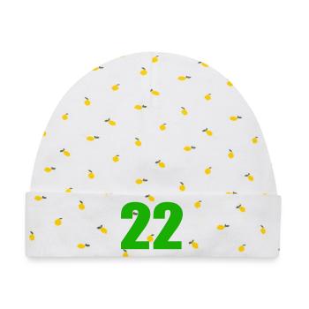 22 - Baby Premium Organic Mütze - Weiß/Zitronengelb - Vorne