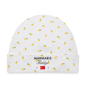 Marmaris Türkei Koordinaten Reise Souvenir - Baby Premium Organic Mütze - Weiß/Zitronengelb - Vorne