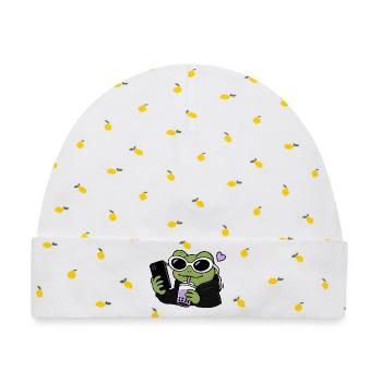 Gen Z Frosch Boba Selfie Kawaii Ästhetik Lustiger Frosch - Baby Premium Organic Mütze - Weiß/Zitronengelb - Vorne