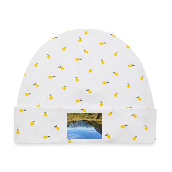 Alpine Panorama - Baby Premium Organic Mütze - Weiß/Zitronengelb - Vorne