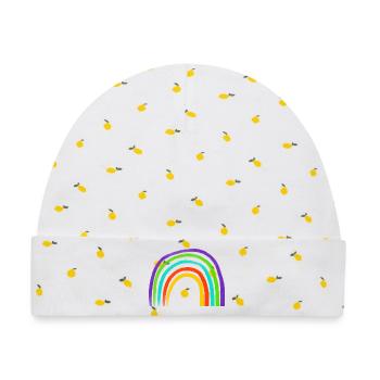 Regenbogen Pinselstrich Bogen - Baby Premium Organic Mütze - Weiß/Zitronengelb - Vorne