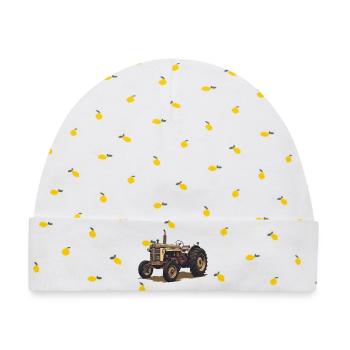 Vintage Traktor – Landwirtschaft Retro - Baby Premium Organic Mütze - Weiß/Zitronengelb - Vorne