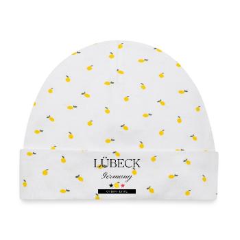 Lübeck Deutschland Souvenir – Reise minimalistisch - Baby Premium Organic Mütze - Weiß/Zitronengelb - Vorne