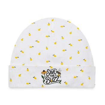 SAVE THE BUZZ – Bienen und Biodiversität - Baby Premium Organic Mütze - Weiß/Zitronengelb - Vorne
