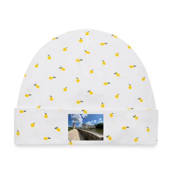 Burg von Chenonceau - Baby Premium Organic Mütze - Weiß/Zitronengelb - Vorne