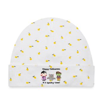 Halloween Design Spookey Freunde - Baby Premium Organic Mütze - Weiß/Zitronengelb - Vorne