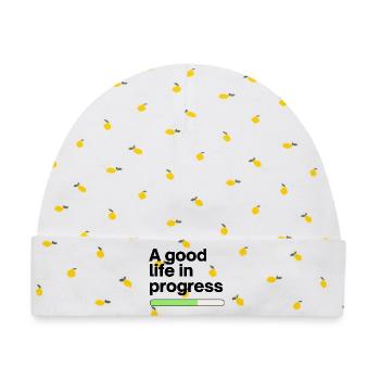 A good life in progress - Baby Premium Organic Mütze - Weiß/Zitronengelb - Vorne