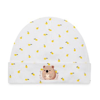 Wombat - Baby Premium Organic Mütze - Weiß/Zitronengelb - Vorne