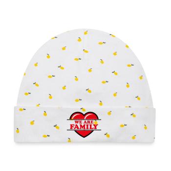 We Are Family (Familie Herz Liebe Love / Red 2C) - Baby Premium Organic Mütze - Weiß/Zitronengelb - Vorne