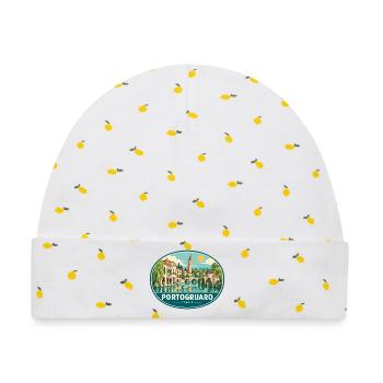 Erkunden Sie Portogruaro in Veneto Travel - Baby Premium Organic Mütze - Weiß/Zitronengelb - Vorne