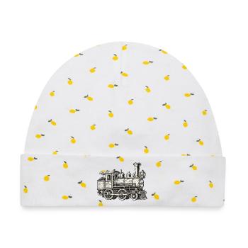 Dampflok Vintage Historische Eisenbahn - Baby Premium Organic Mütze - Weiß/Zitronengelb - Vorne