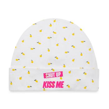 Shut Up And Kiss Me Küss Mich Einfach Valentinstag - Baby Premium Organic Mütze - Weiß/Zitronengelb - Vorne