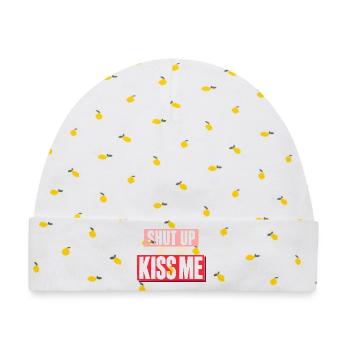 Shut Up And Kiss Me Küss Mich Einfach Valentinstag - Baby Premium Organic Mütze - Weiß/Zitronengelb - Vorne