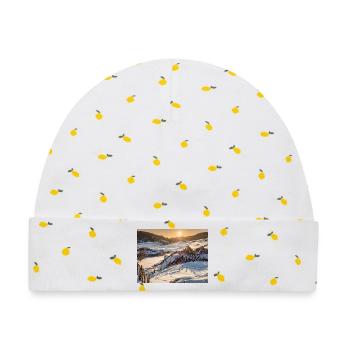 Sonnenaufgang in der Winterlandschaft - Baby Premium Organic Mütze - Weiß/Zitronengelb - Vorne
