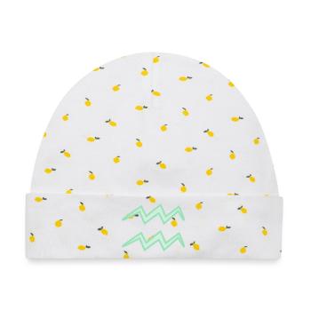 Wassermann Tierkreiszeichen Symbol Pastel Grün - Baby Premium Organic Mütze - Weiß/Zitronengelb - Vorne