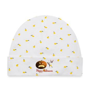 Happy Halloween - Chihuahua und wütender Kürbis - Baby Premium Organic Mütze - Weiß/Zitronengelb - Vorne
