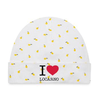 I LOVE LOCARNO Switzerland Schweiz - Baby Premium Organic Mütze - Weiß/Zitronengelb - Vorne