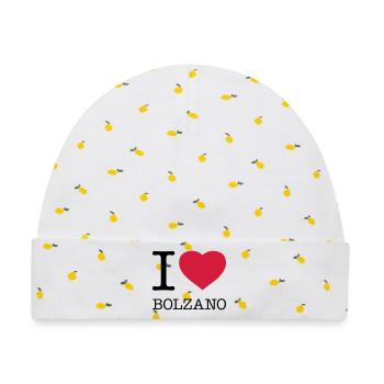 I LOVE BOLZANO Bozen Italy Italien - Baby Premium Organic Mütze - Weiß/Zitronengelb - Vorne