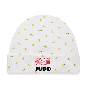 Judo (V) - Baby Premium Organic Mütze - Weiß/Zitronengelb - Vorne