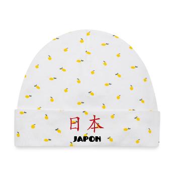 japans - Baby Premium Organic Mütze - Weiß/Zitronengelb - Vorne