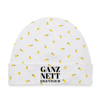 Ganz Nett Eigentlich - Baby Premium Organic Mütze - Weiß/Zitronengelb - Vorne