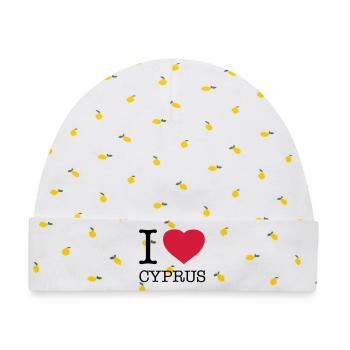 I LOVE CYPRUS Zypern - Baby Premium Organic Mütze - Weiß/Zitronengelb - Vorne