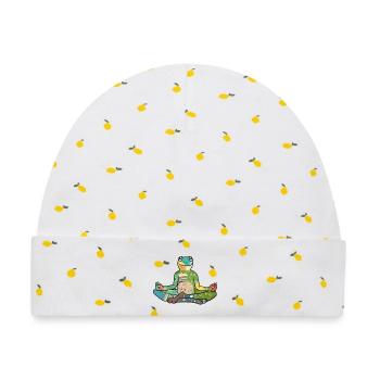 yogafrosch.png - Baby Premium Organic Mütze - Weiß/Zitronengelb - Vorne