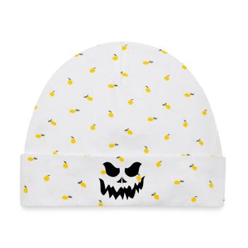 Halloween. Pumpkin - Baby Premium Organic Mütze - Weiß/Zitronengelb - Vorne