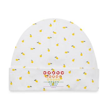 Regenbogen Sehtest - Baby Premium Organic Mütze - Weiß/Zitronengelb - Vorne