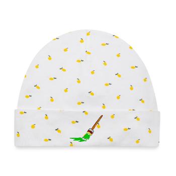 Urban Graffiti Pinsel Design - Baby Premium Organic Mütze - Weiß/Zitronengelb - Vorne