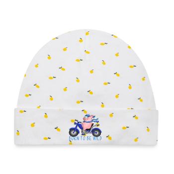 Ulkiger Motorradfahrer - Baby Premium Organic Mütze - Weiß/Zitronengelb - Vorne