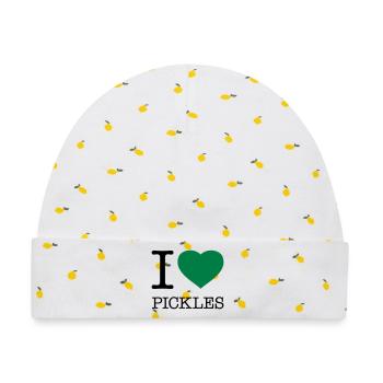 I LOVE PICKLES - Baby Premium Organic Mütze - Weiß/Zitronengelb - Vorne