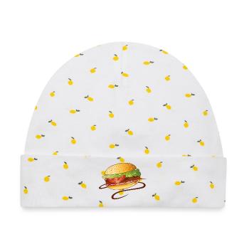 Burger Fast Food Junk Imbiss Grillen BBQ - Baby Premium Organic Mütze - Weiß/Zitronengelb - Vorne